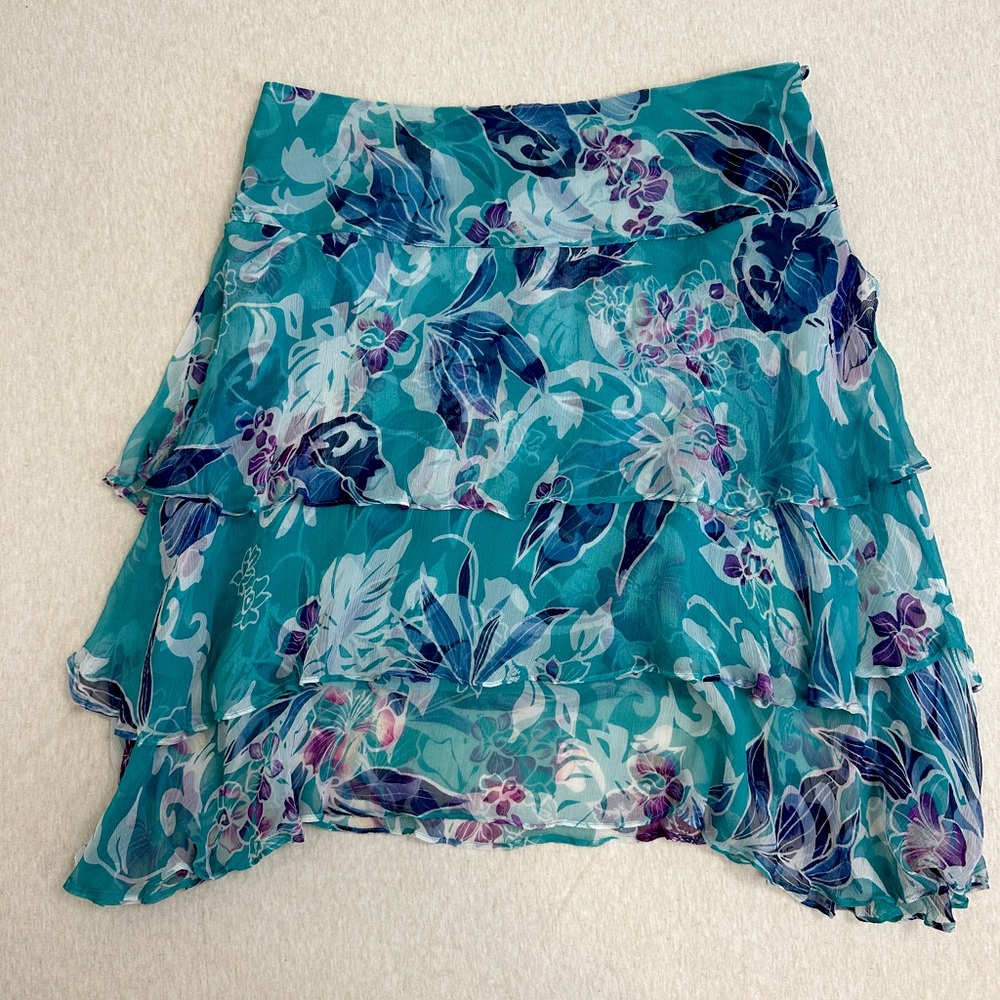 90s Y2K silk tiered skirt